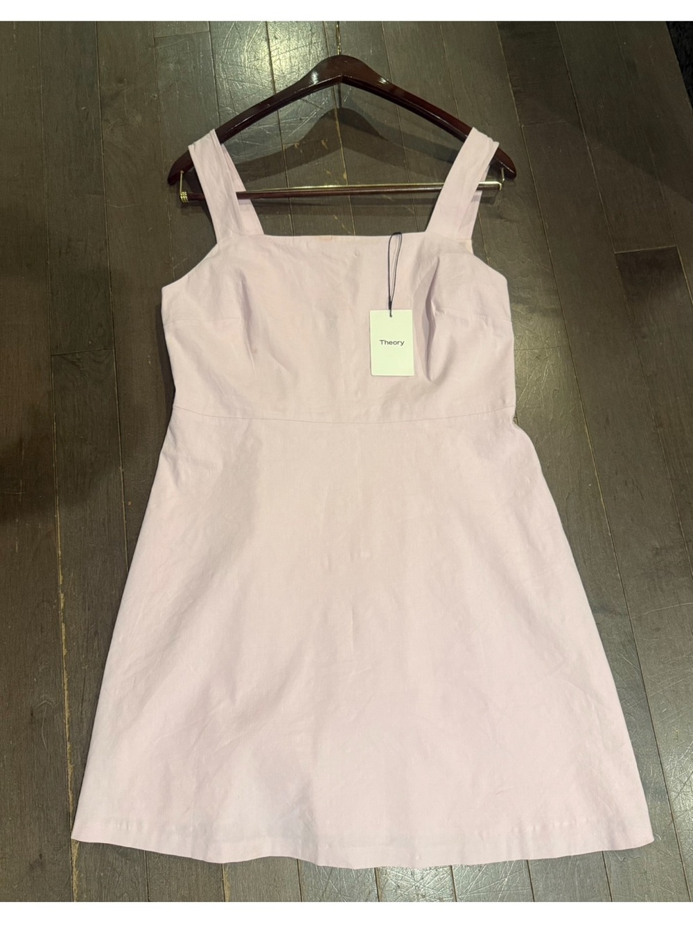 Theory Pale Pink Square-Neck Mini Dress